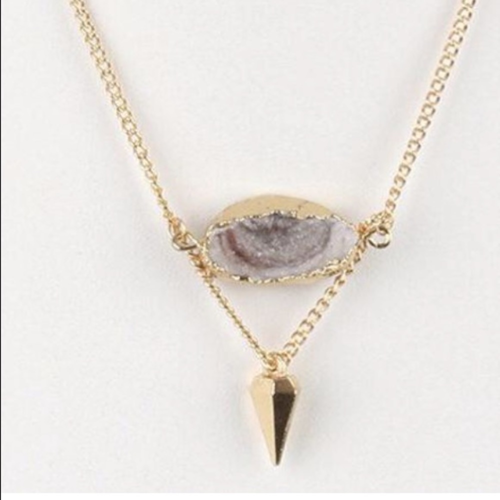 ๐ Violet Stone Spike Pendant Necklace - Picture 2 of 3